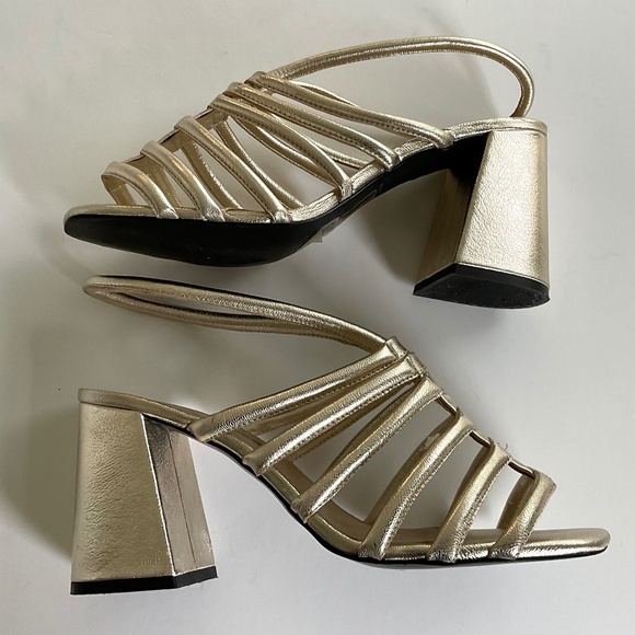 FREE PEOPLE Colette Cinched Heels Sandals Champagne Size EU 40 - Picture 7 of 13